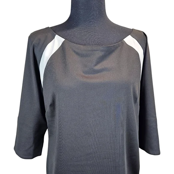 Gretchen Scott Jersey Tee Topper Medium Black 3/4 Sleeves Sporty Athleisure Golf - Picture 11 of 16